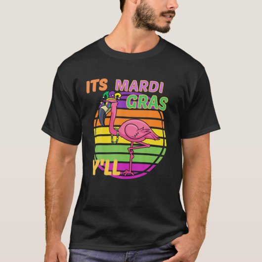Funny Carnival Party Idea Flamingo Mardi Gras T-shirt (Voorkant)