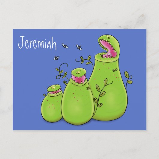 Funny carnivorous pitcher planten cartoon briefkaart (Voorkant)