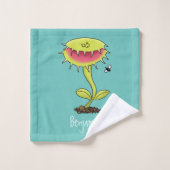 Funny carnivorous Venus fly trap plant cartoon Bad Handdoek (Wasdoekje)