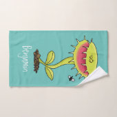 Funny carnivorous Venus fly trap plant cartoon Bad Handdoek (Handdoek)