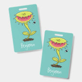 Funny carnivorous Venus fly trap plant cartoon Badge (Voor- en achterkant)