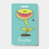 Funny carnivorous Venus fly trap plant cartoon Badge (Achterkant)