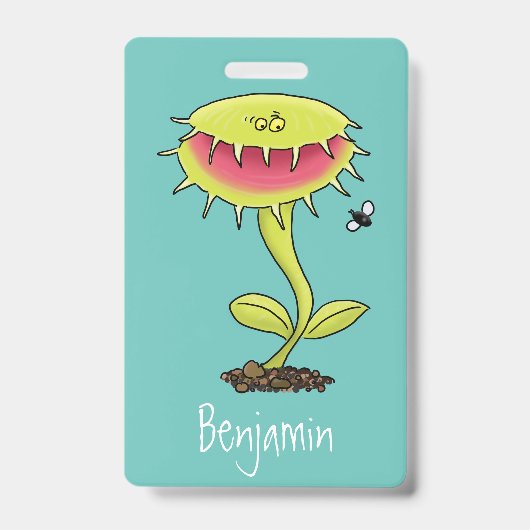 Funny carnivorous Venus fly trap plant cartoon Badge (Voorzijde)