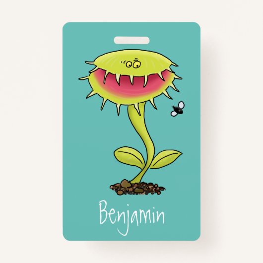 Funny carnivorous Venus fly trap plant cartoon Badge (Voorkant)
