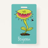Funny carnivorous Venus fly trap plant cartoon Badge (Achterkant)