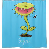 Funny carnivorous Venus fly trap plant cartoon Douchegordijn (Voorkant)