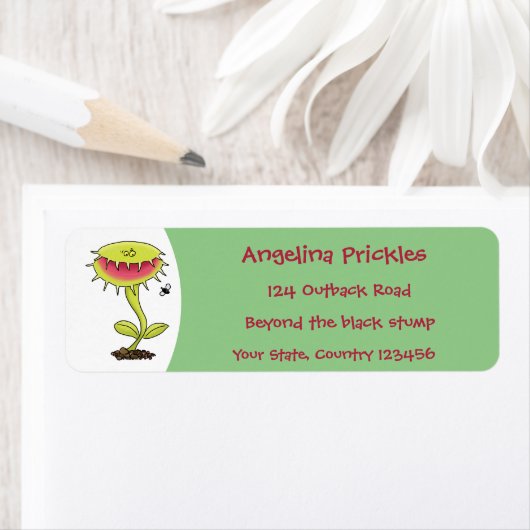 Funny carnivorous Venus fly trap plant cartoon Etiket (Insitu)