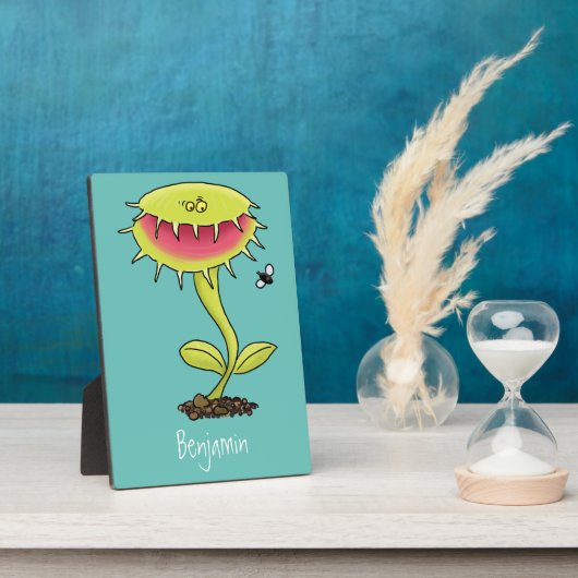 Funny carnivorous Venus fly trap plant cartoon Fotoplaat (Zijkant)