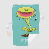 Funny carnivorous Venus fly trap plant cartoon Golfhanddoek (Insitu)