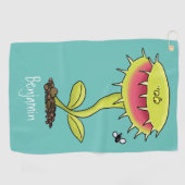 Funny carnivorous Venus fly trap plant cartoon Golfhanddoek (Horizontaal)