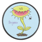 Funny carnivorous Venus fly trap plant cartoon Hockey Puck (Voorkant)