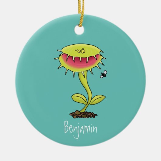 Funny carnivorous Venus fly trap plant cartoon Keramisch Ornament (Voorkant)