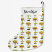 Funny carnivorous Venus fly trap plant cartoon Kleine Kerstsok (Achterkant)