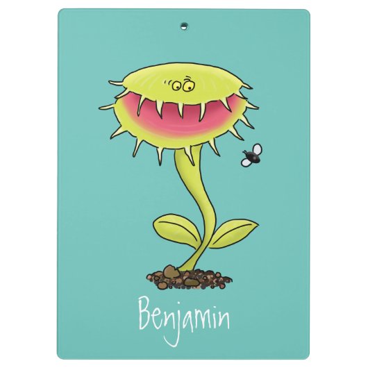 Funny carnivorous Venus fly trap plant cartoon Klembord (Achterkant)