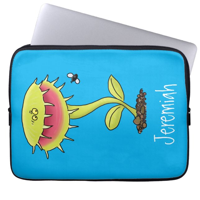 Funny carnivorous Venus fly trap plant cartoon Laptop Sleeve (Voorkant)