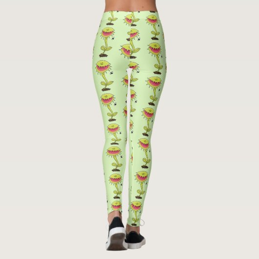 Funny carnivorous Venus fly trap plant cartoon Leggings (Achterkant)