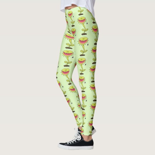Funny carnivorous Venus fly trap plant cartoon Leggings (Links)