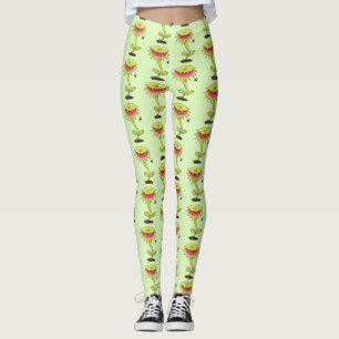 Funny carnivorous Venus fly trap plant cartoon Leggings