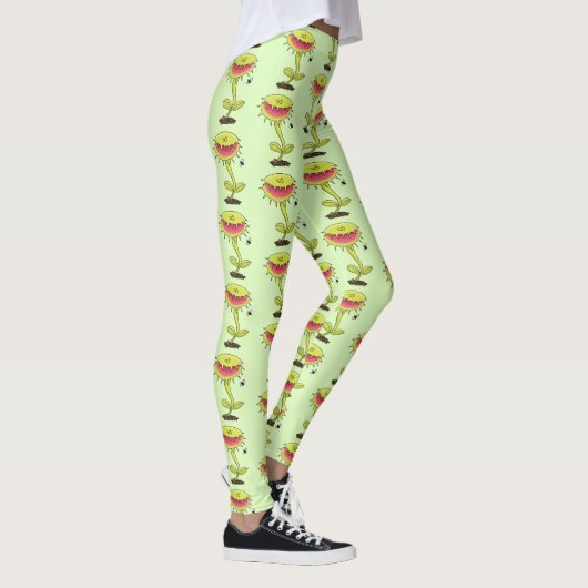 Funny carnivorous Venus fly trap plant cartoon Leggings (Rechts)