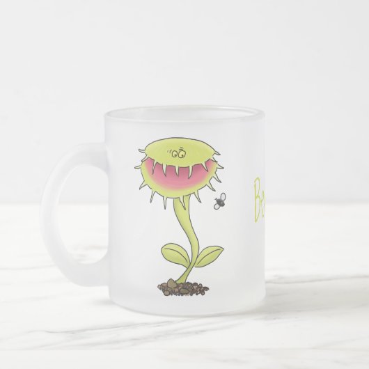 Funny carnivorous Venus fly trap plant cartoon Matglas Koffiemok (Links)