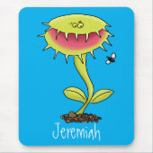 Funny carnivorous Venus fly trap plant cartoon Muismat (Voorkant)