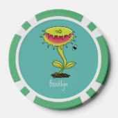Funny carnivorous Venus fly trap plant cartoon Poker Chips (Achterkant)