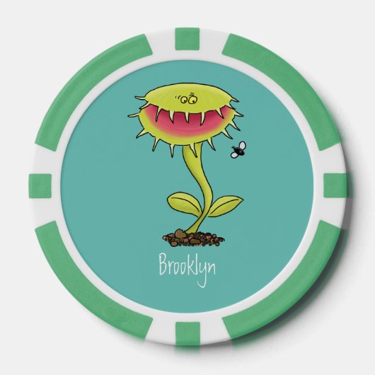 Funny carnivorous Venus fly trap plant cartoon Poker Chips (Voorkant)