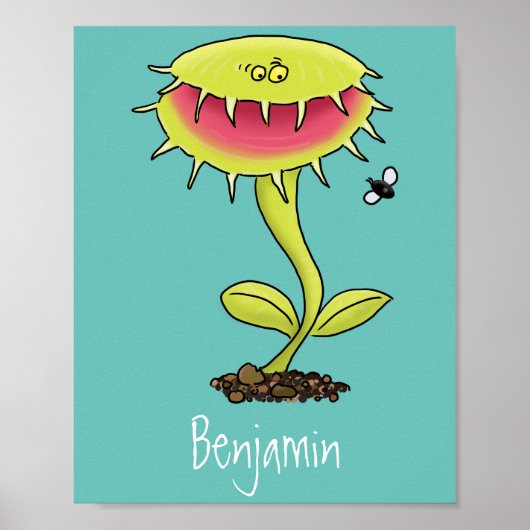 Funny carnivorous Venus fly trap plant cartoon Poster (Voorkant)