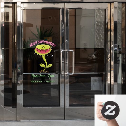 Funny carnivorous Venus fly trap plant cartoon Raamsticker (Kantoordeur)