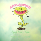 Funny carnivorous Venus fly trap plant cartoon Raamsticker (Vel 3)