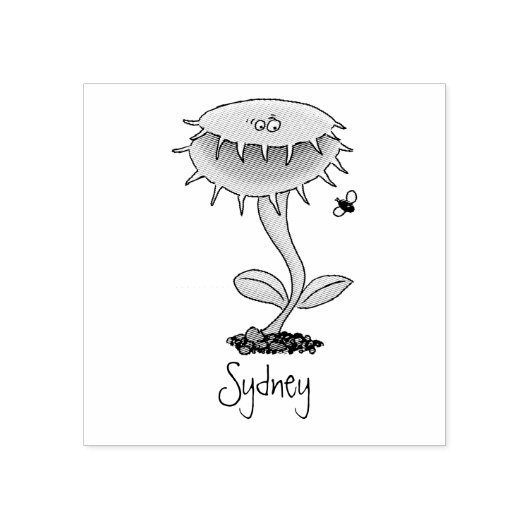 Funny carnivorous Venus fly trap plant cartoon Rubberstempel (Afrduk)