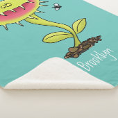 Funny carnivorous Venus fly trap plant cartoon Sherpa Deken (3/4)