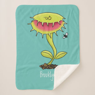 Funny carnivorous Venus fly trap plant cartoon Sherpa Deken