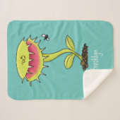 Funny carnivorous Venus fly trap plant cartoon Sherpa Deken (Voorkant (horizontaal))