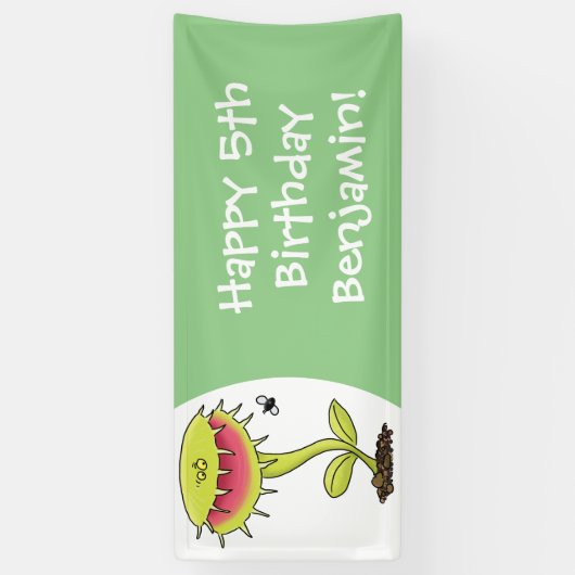 Funny carnivorous Venus fly trap plant cartoon Spandoek (Verticaal)