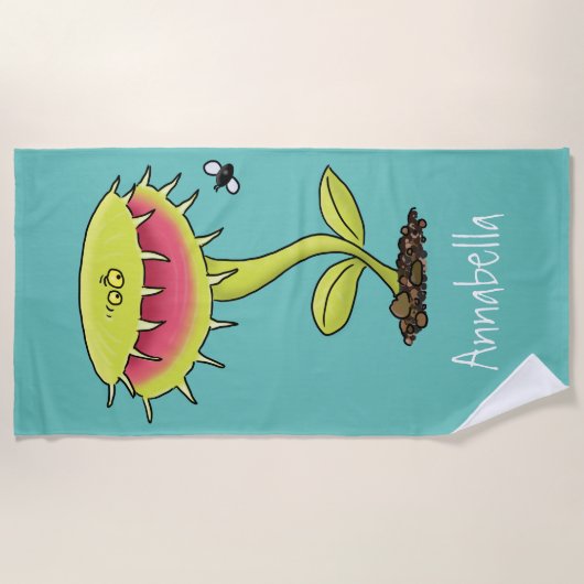 Funny carnivorous Venus fly trap plant cartoon Strandlaken (Voorkant)