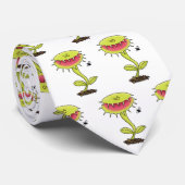 Funny carnivorous Venus fly trap plant cartoon Stropdas (Opgerold)