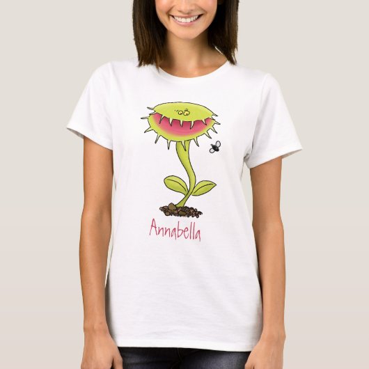 Funny carnivorous Venus fly trap plant cartoon T-shirt (Voorkant)
