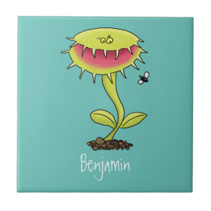 Funny carnivorous Venus fly trap plant cartoon Tegeltje
