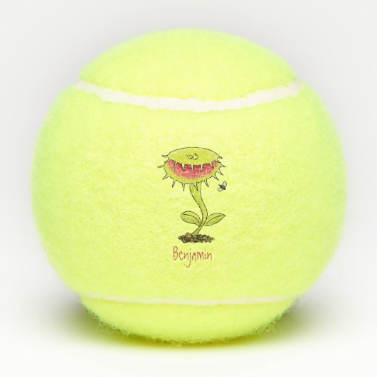 Funny carnivorous Venus fly trap plant cartoon Tennisballen (Achterkant)