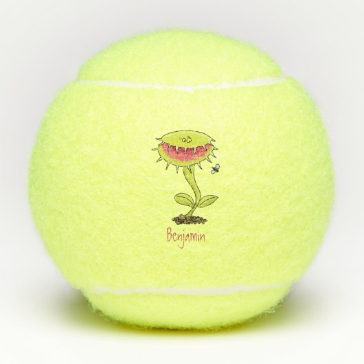 Funny carnivorous Venus fly trap plant cartoon Tennisballen (Voorkant)