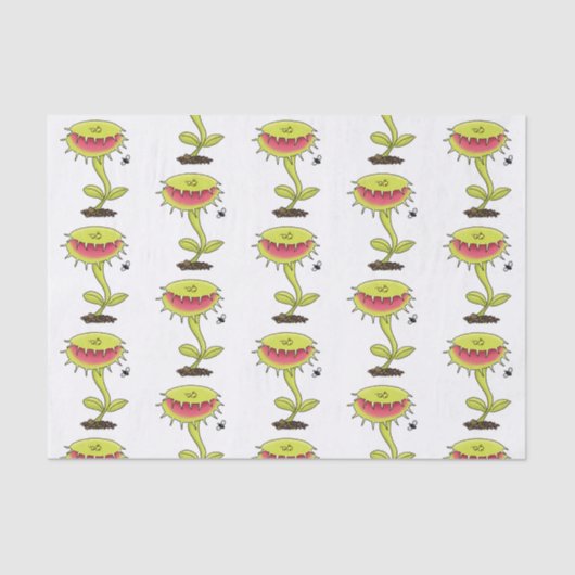 Funny carnivorous Venus fly trap plant cartoon Tissuepapier (Voorkant)