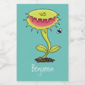 Funny carnivorous Venus fly trap plant cartoon Voedselcontainer Etiket (Enkel label)