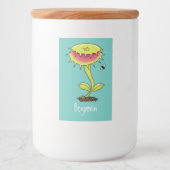 Funny carnivorous Venus fly trap plant cartoon Voedselcontainer Etiket (Voorkant)
