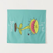 Funny carnivorous Venus fly trap plant cartoon Wandkleed (Voorkant (horizontaal))
