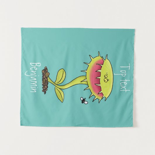 Funny carnivorous Venus fly trap plant cartoon Wandkleed (Voorkant (horizontaal))