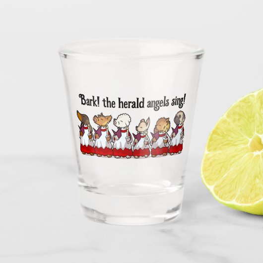 Funny Carol Singing Dogs Christmas Pug Pomeranian Shot Glas (Voorkant)