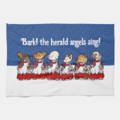 Funny Carol Singing Dogs Christmas Pug Pomeranian Theedoek (Horizontaal)