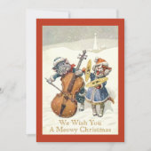 Funny  Caroling kerstkattenkat Pun Flat Feestdagenkaart (Voorkant)