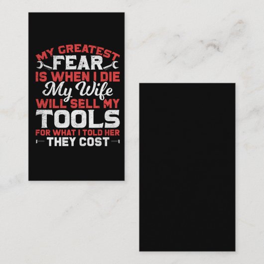 Funny Carpenter en Craftsman Husband Joke Visitekaartje (Voorkant / Achterkant)